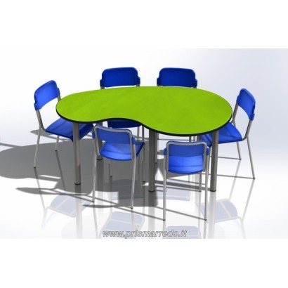 tavolo a fagiolo in foto abbinato con sedie BRX1607 disponibili con costo a parte