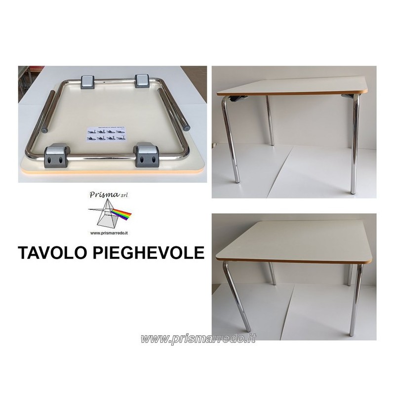 Tavolo pieghevole accatastabile piano a spigoli arrotondati