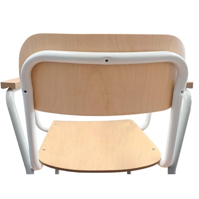 retro sedia insegnante, realizzata con solida struttura in tubolare, sedile e schienale in faggio