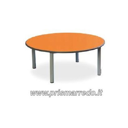 tavolo tondo bordo gomma con struttura da 60mm realizzabile con piano nei colori giallo,arancio,azzurro,verde o altri colori