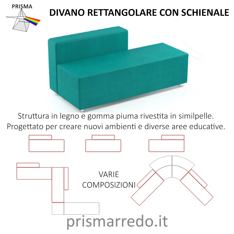 DIVANO RETTANGOLARE CON SCHIENALE